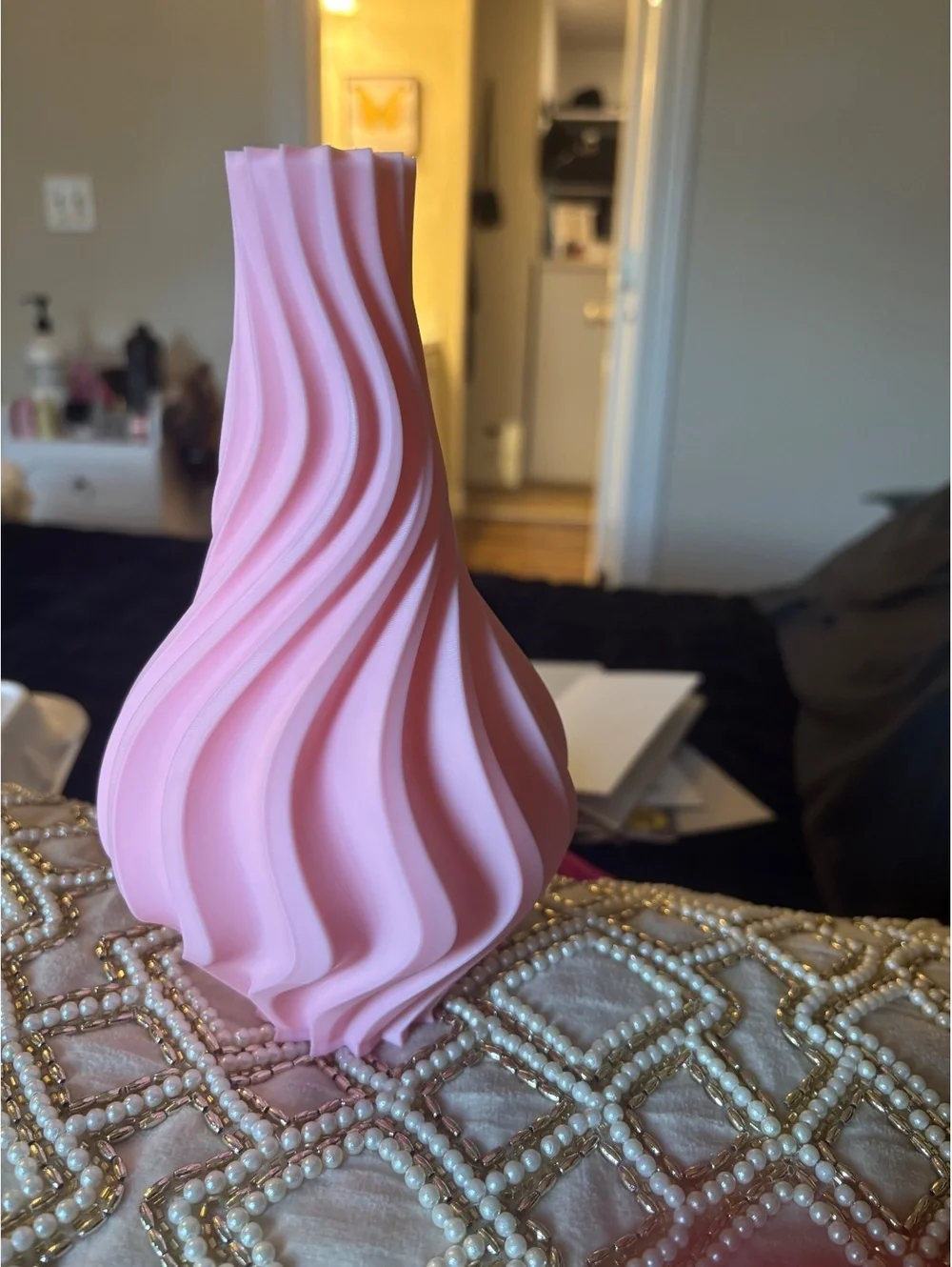 Pink Swirled Decorative Vase